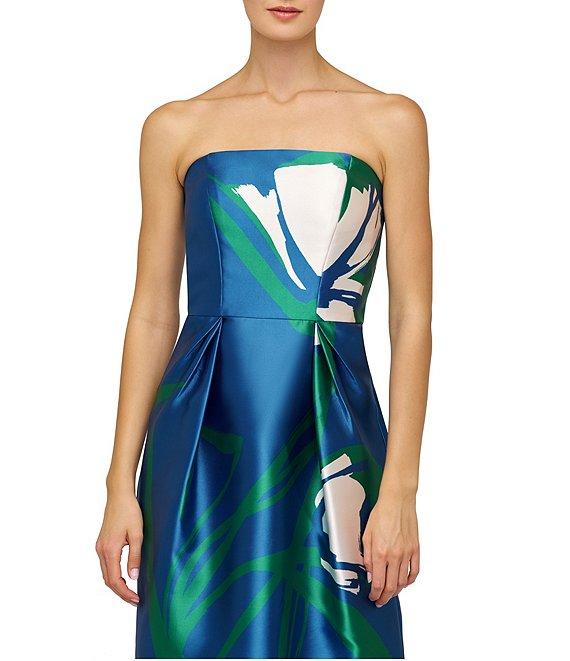 Kay Unger Marisol Mikado Strapless Large Floral Column Gown Product Image