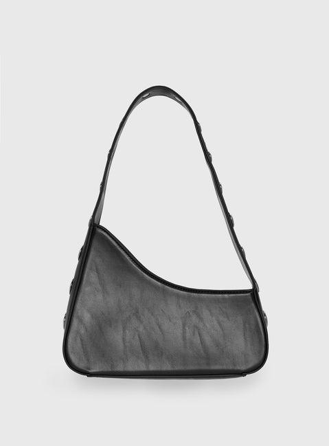 Popular Slanted Shoulder Bag Black Product Image