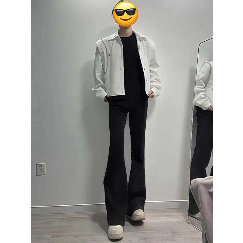 Mid Rise Plain Flared Dress Pants Product Image