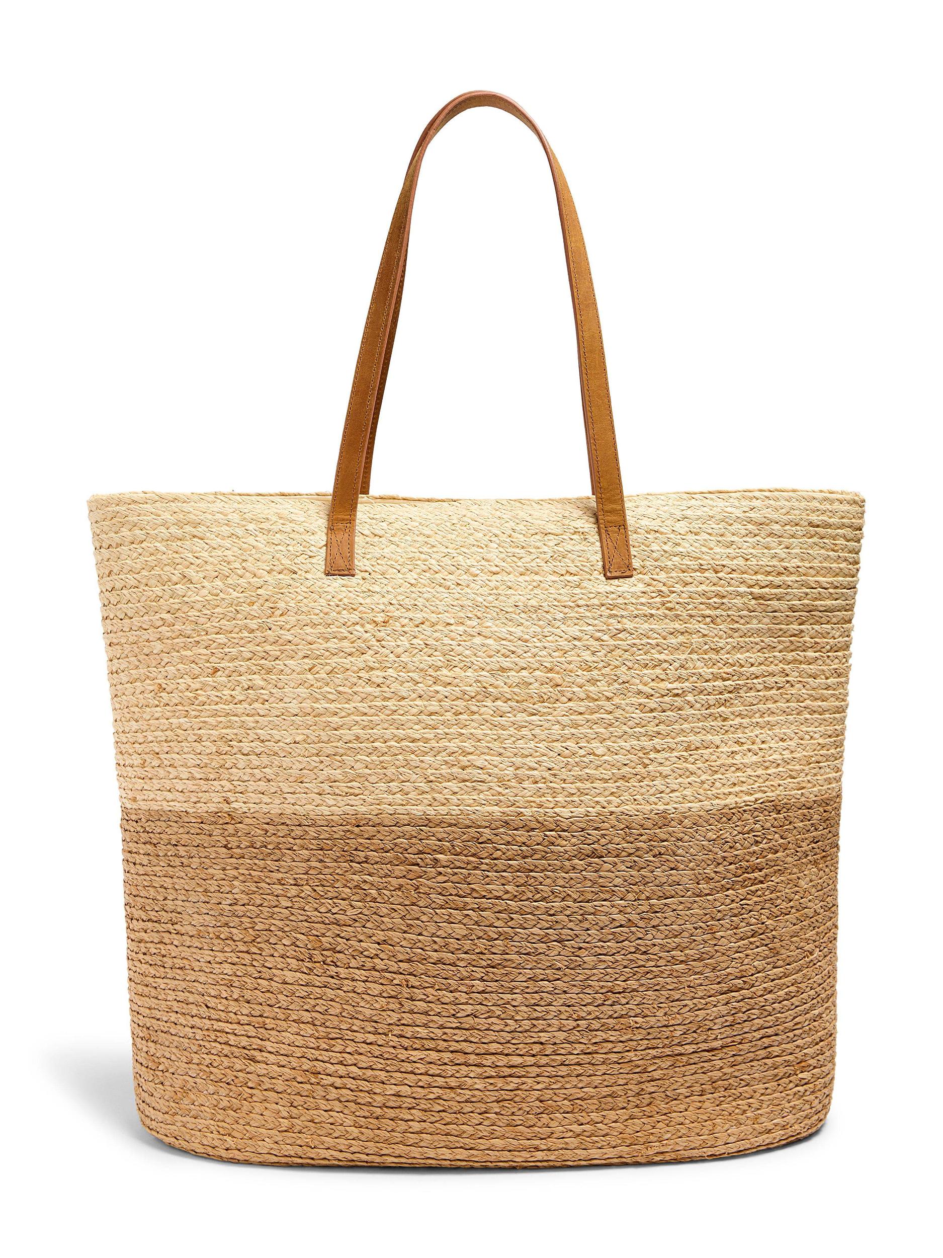 Raffia Colorblock Tote - Natural Female Product Image
