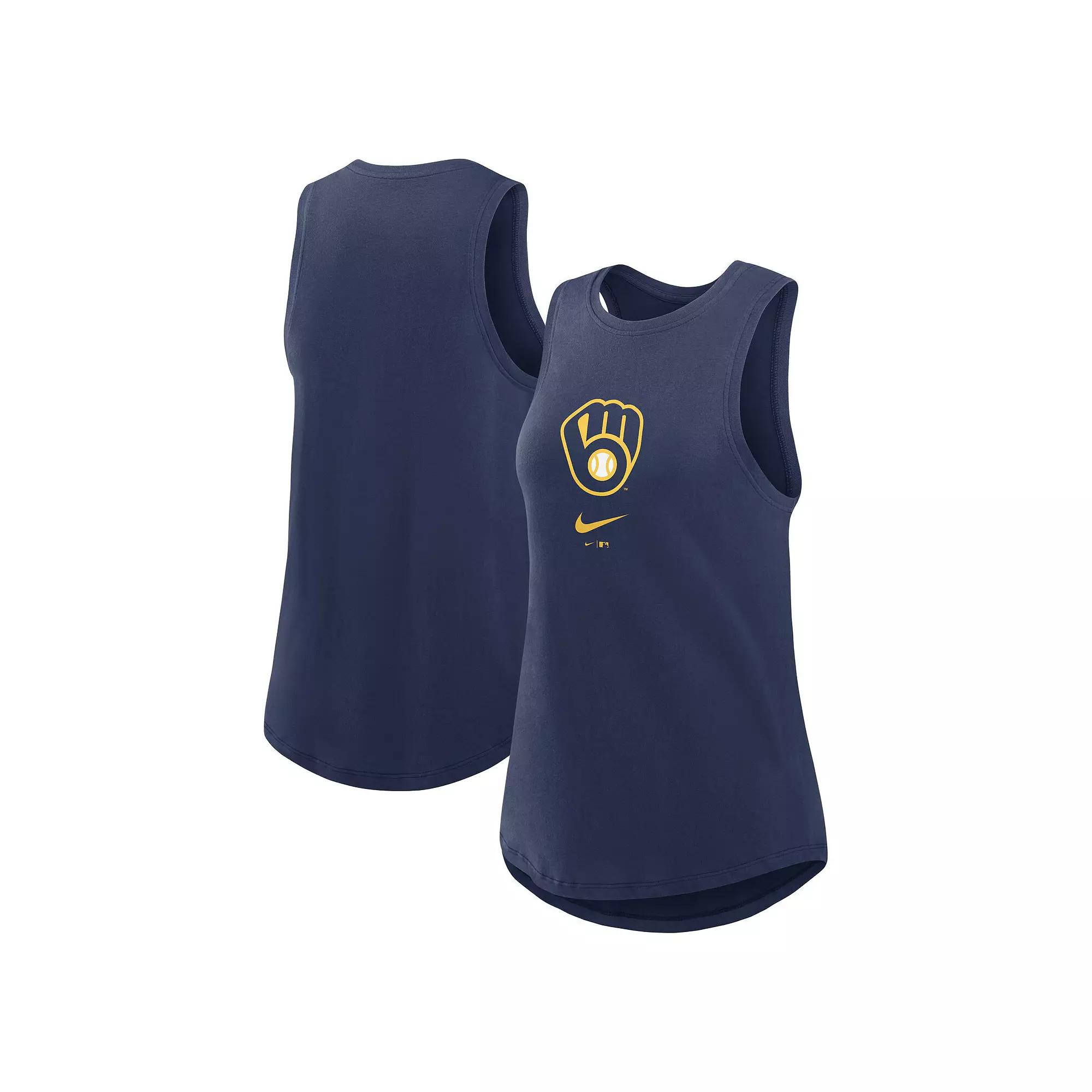 Women's Nike Navy Cleveland Guardians Legacy Icon High Neck Fashion Tank Top, Size: Small, Grd Blue Product Image