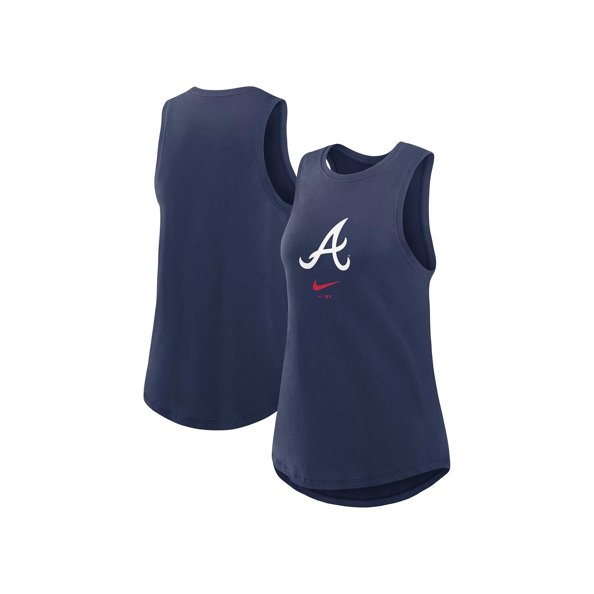 Women's Nike Navy Atlanta Braves Legacy Icon High Neck Fashion Tank Top,  Product Image