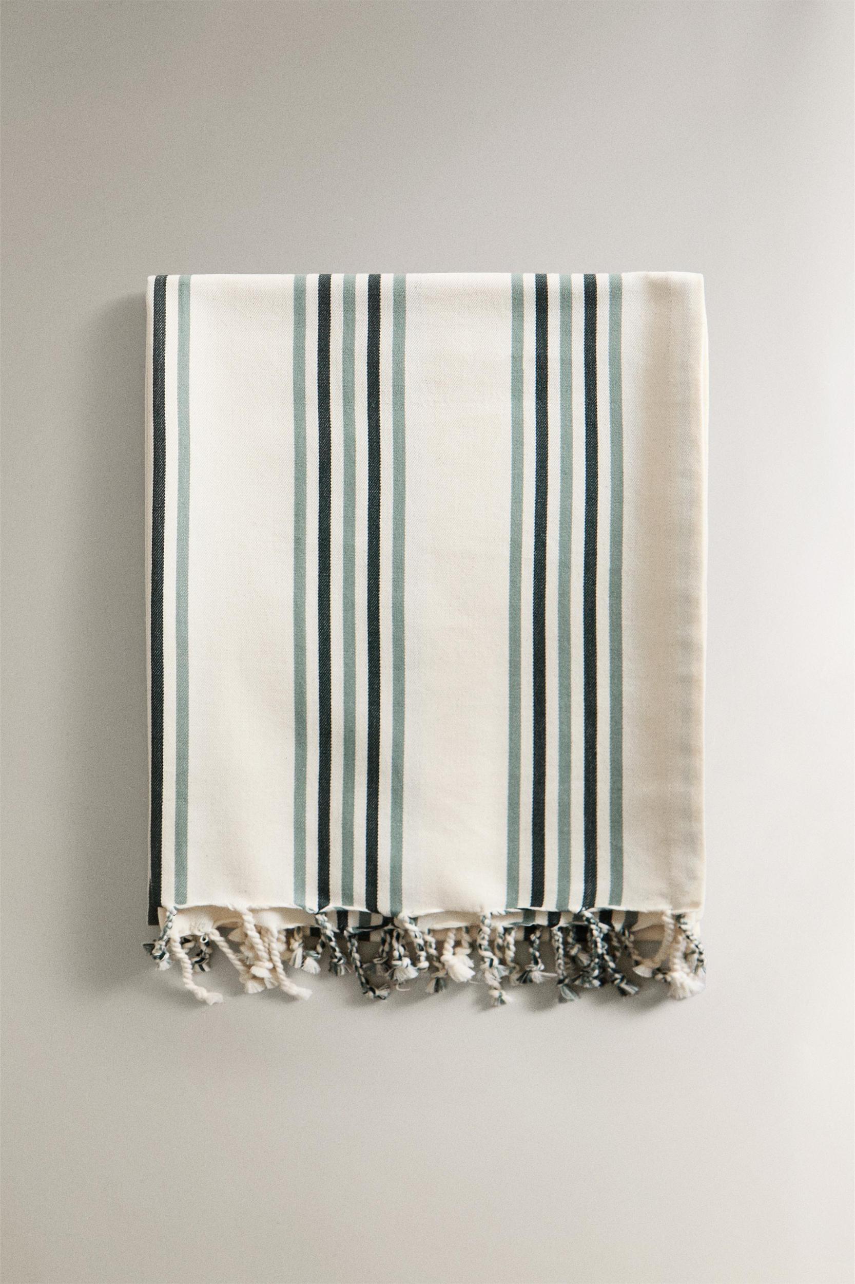 STRIPED COTTON BEACH WRAP TOWEL Product Image