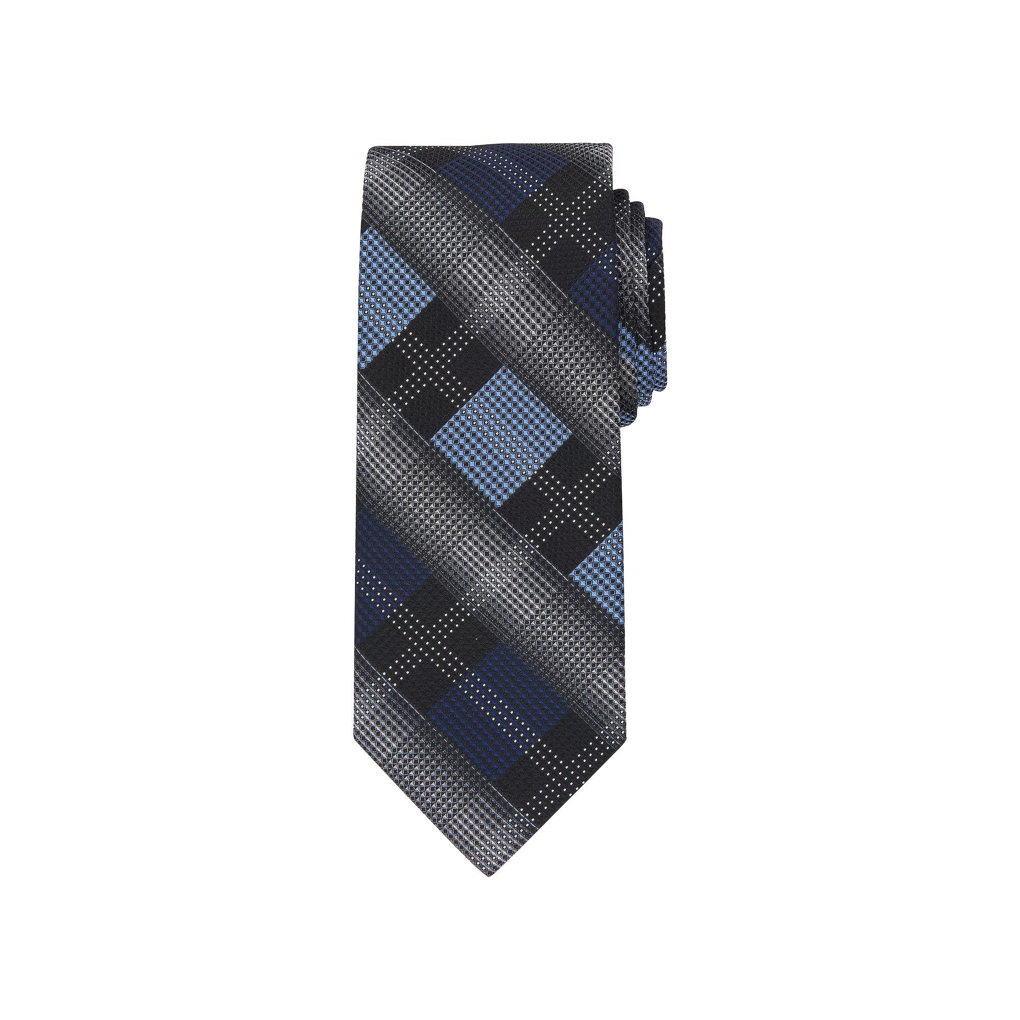 Men's Bespoke Patterned Tie, Black Valencia Product Image