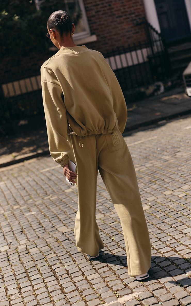 Sage Embroidered Interlock Wide Leg Sweatpant Product Image