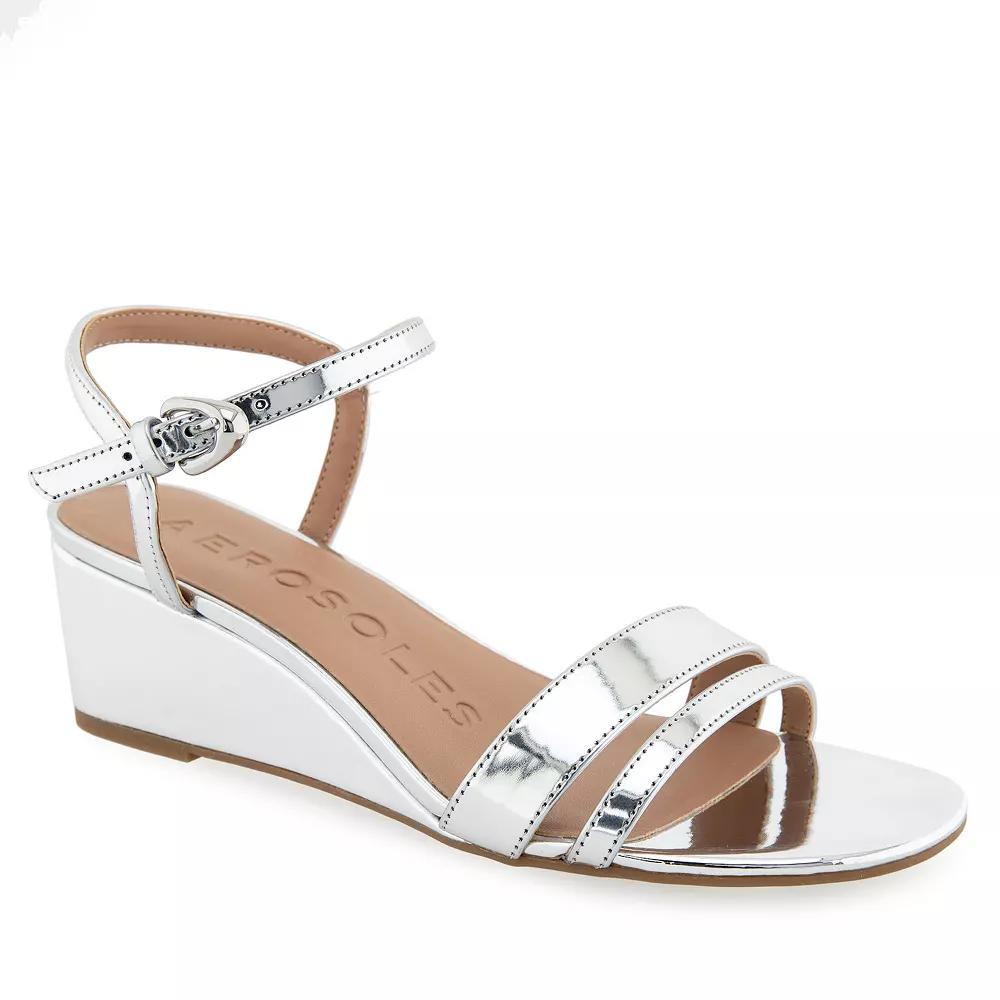 Aerosoles Witt Women's Wedge Sandals, Size: 12 Wide, Silver Mirror Grey Product Image