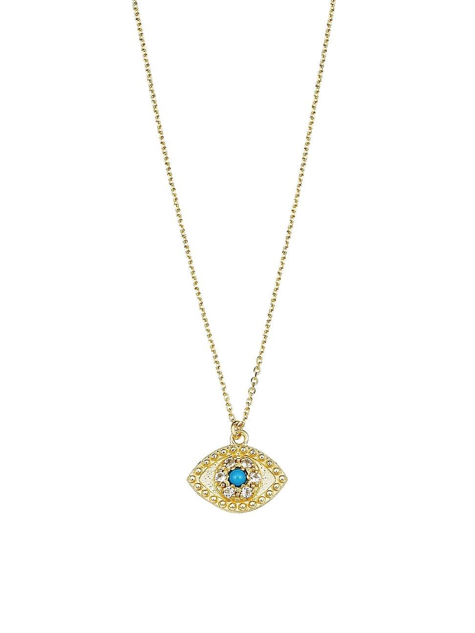 Womens 14K Yellow Gold, Turquoise Evil Eye Pendant Product Image
