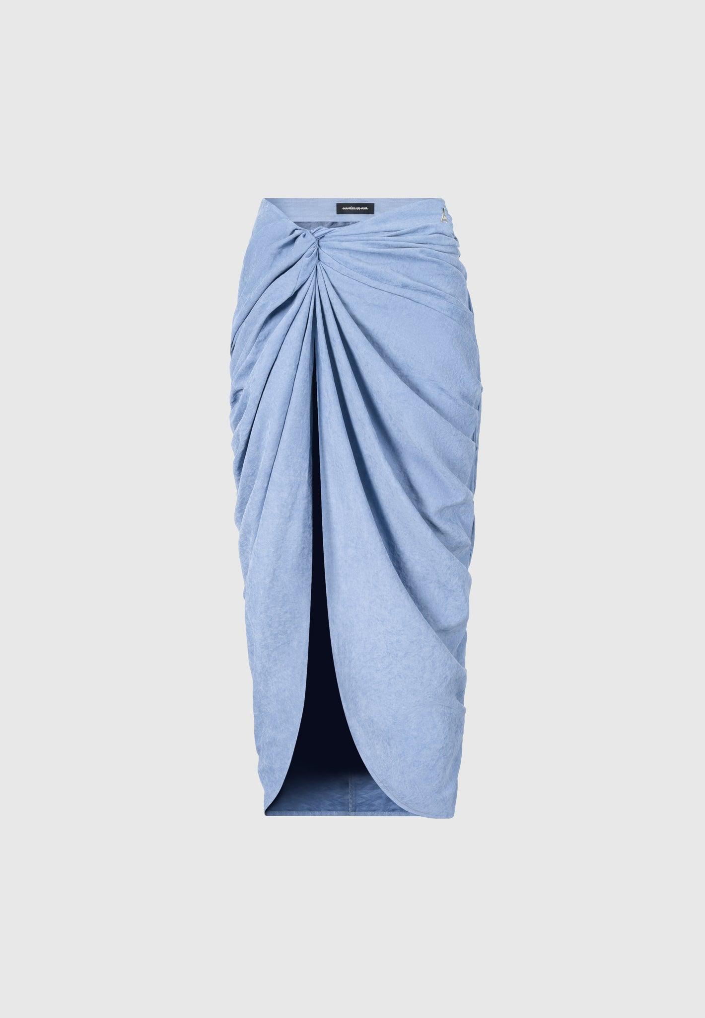 Asymmetric Drape Midaxi Skirt - Blue Female Product Image