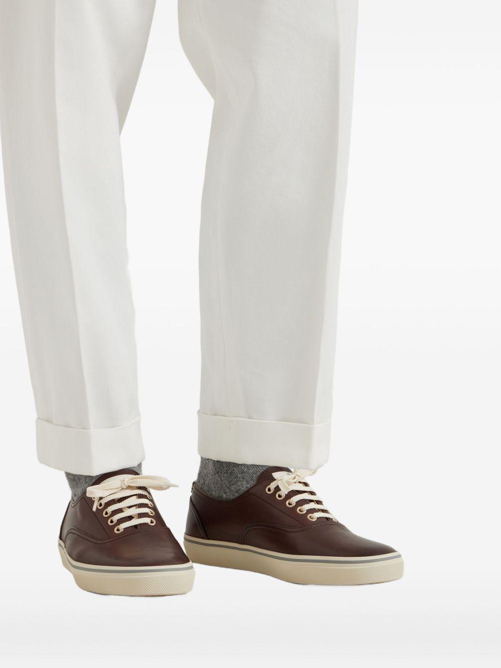 leather lace-up sneakers Product Image