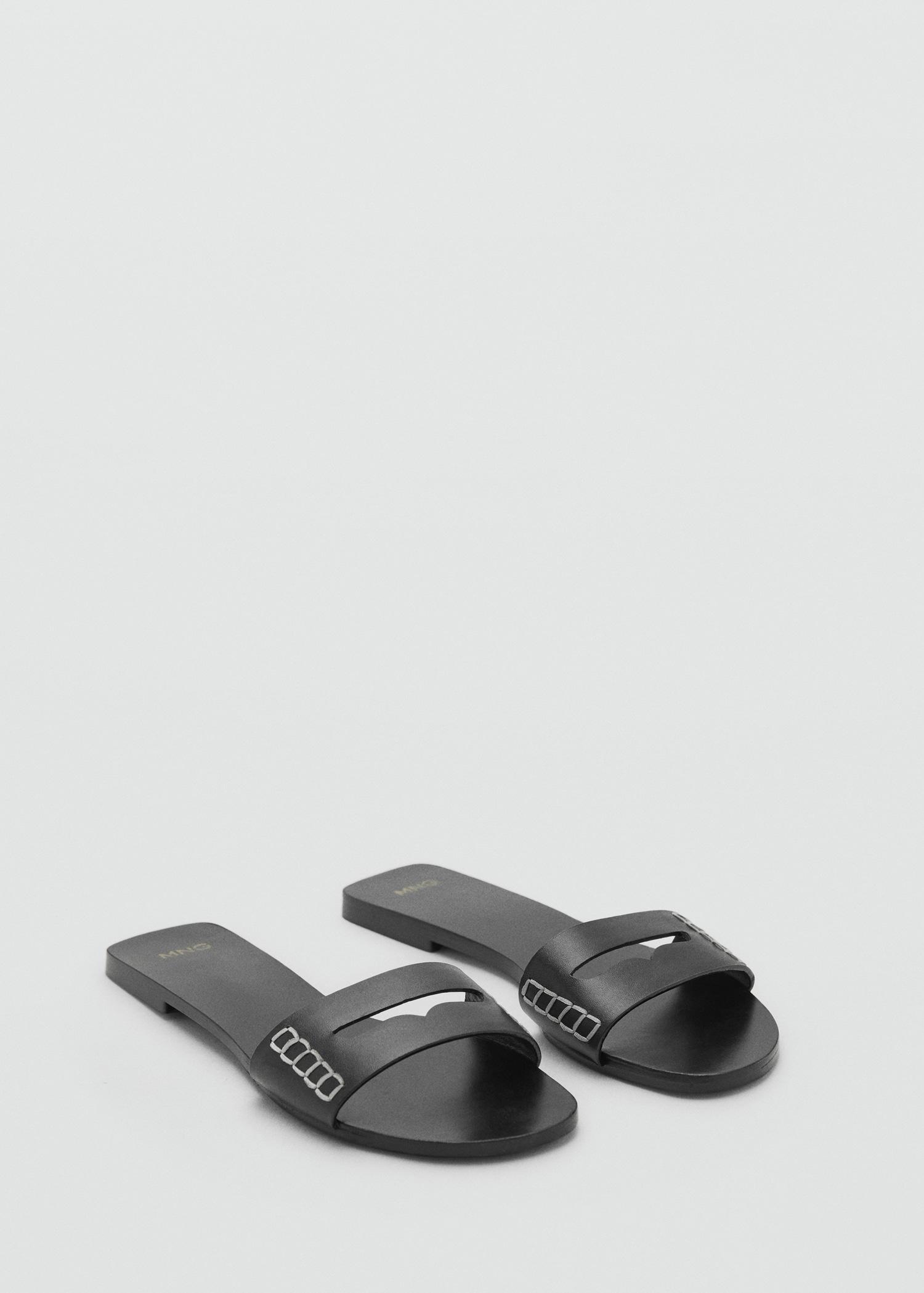 Leather sandals with a wide strap - Women | MANGO USA Product Image