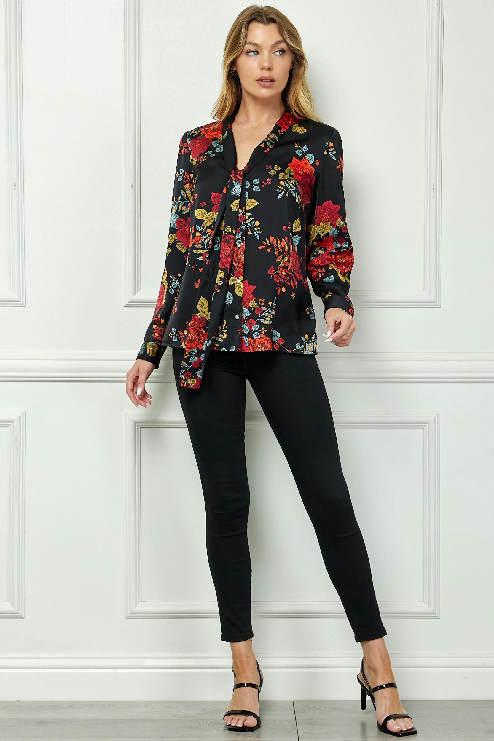 Elbow Sleeve Poncho Cutout Knot Back Bubble Blouse in Red Product Image