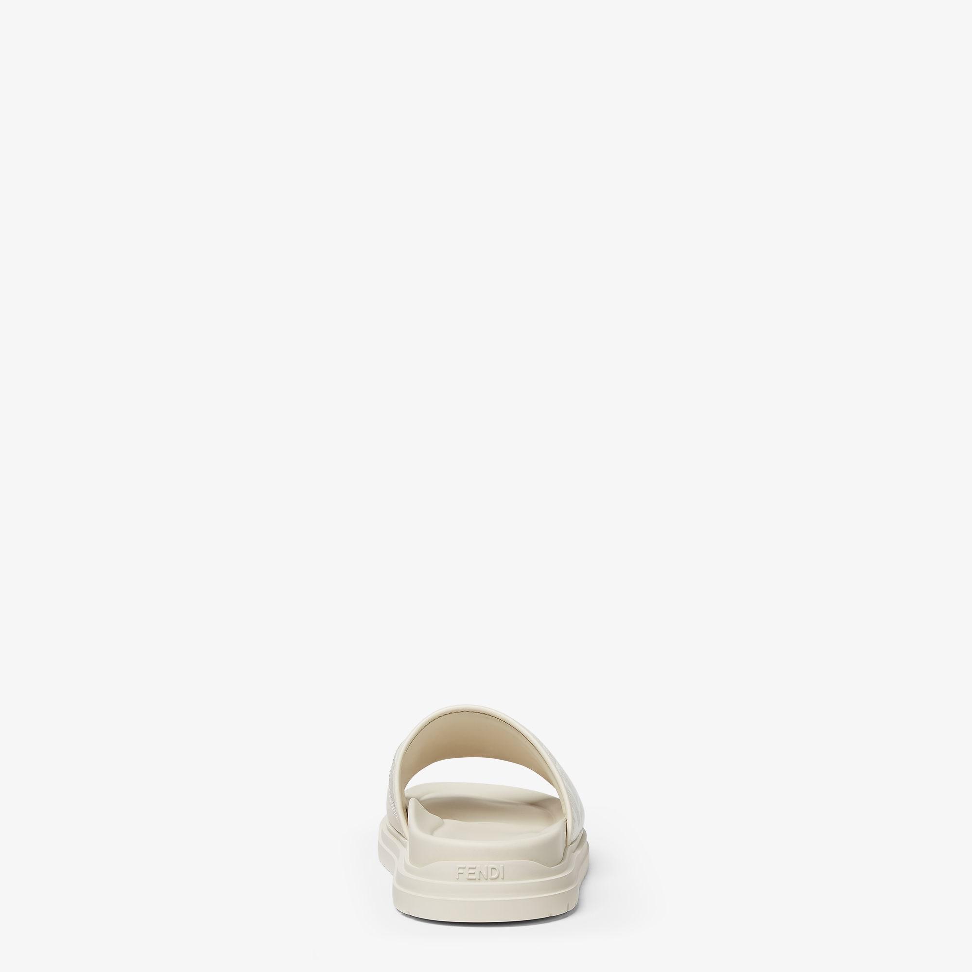 Fendi Diagonal SlidesWhite FF jacquard and leather slides Product Image
