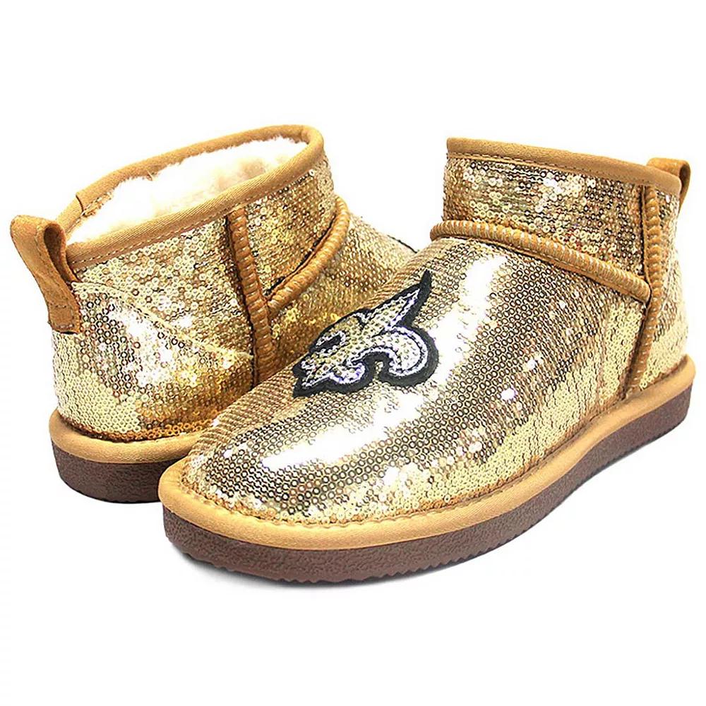 Women's Cuce  Gold New Orleans Saints Sequin Ankle Boots, Size: 6 Product Image