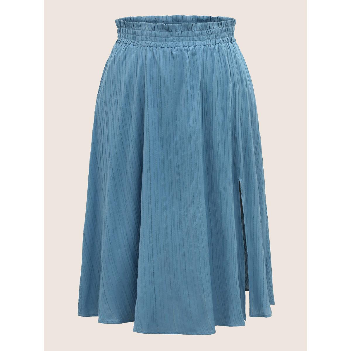 Plus Size Solid Plisse Pocket Paperbag Waist Skirt Women Stone Casual Non No stretch Slanted pocket Everyday Skirts BloomChic 12/L Product Image