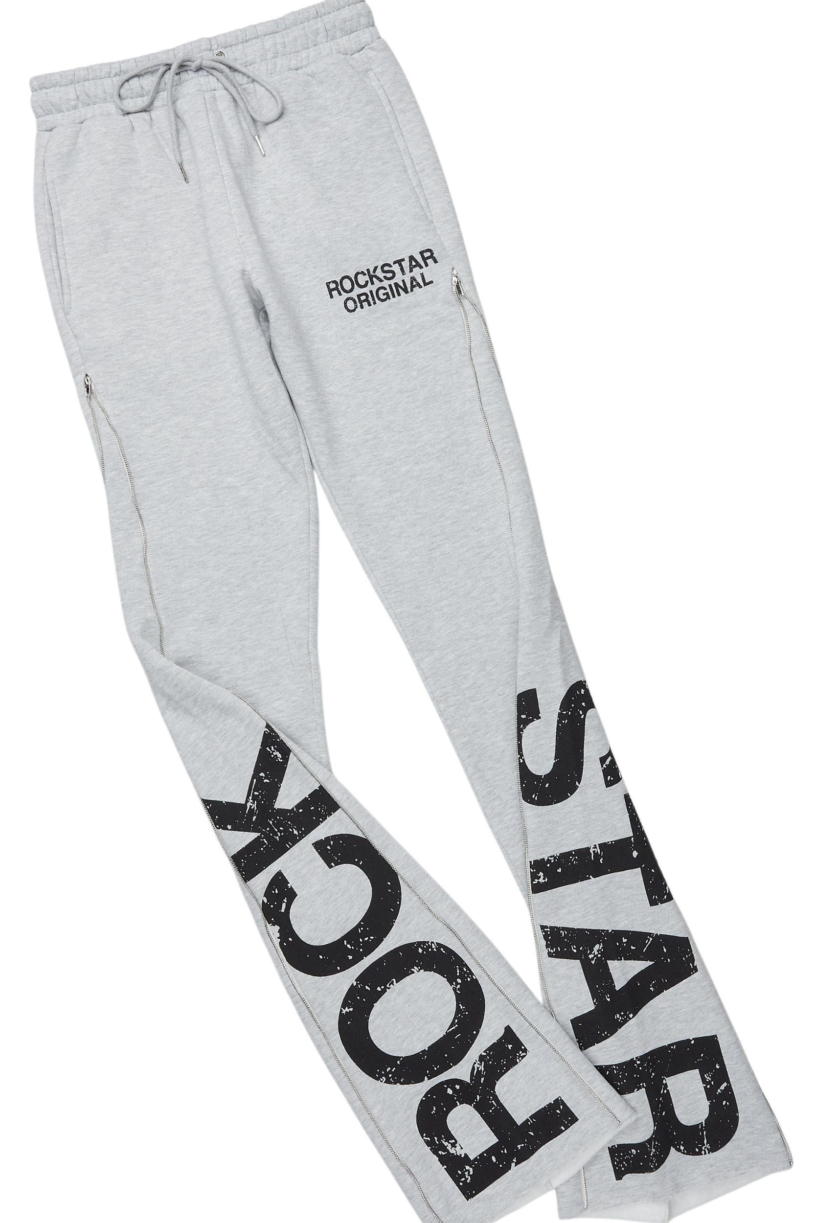 Deniska Heather Grey T-Shirt/Baggy Stacked Flare Track Set Male Product Image