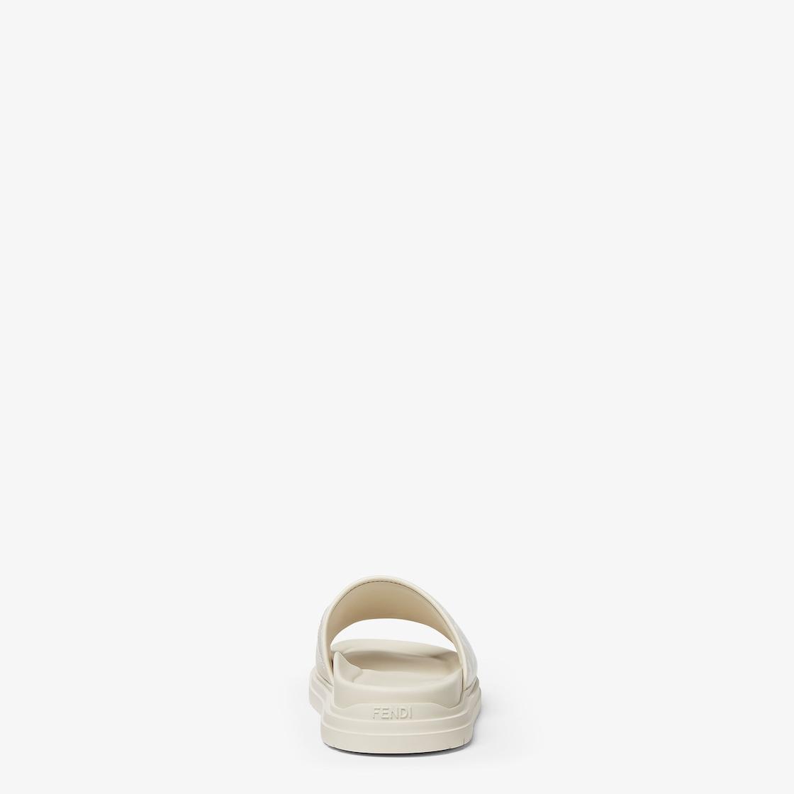 Fendi Diagonal SlidesWhite FF jacquard and leather slides Product Image