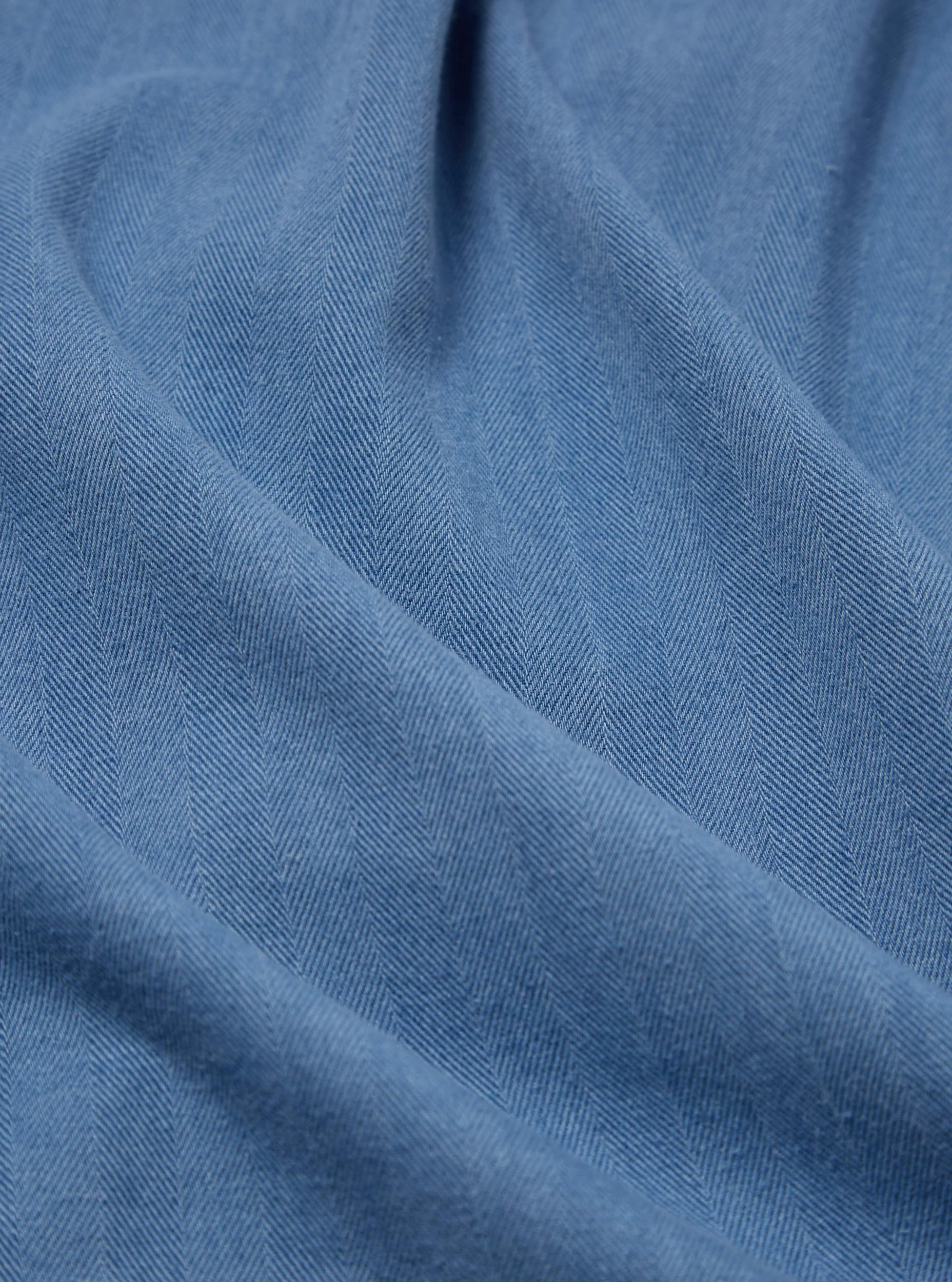 Universal Works L/S Utility Shirt in Washed Indigo Herringbone Denim Product Image