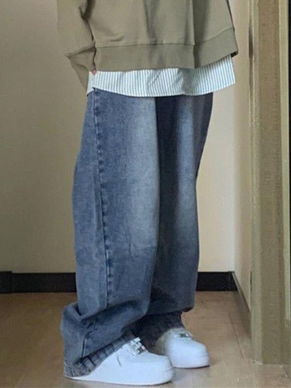 Pocket Design Blue Wash Boyfriend Jeans Product Image