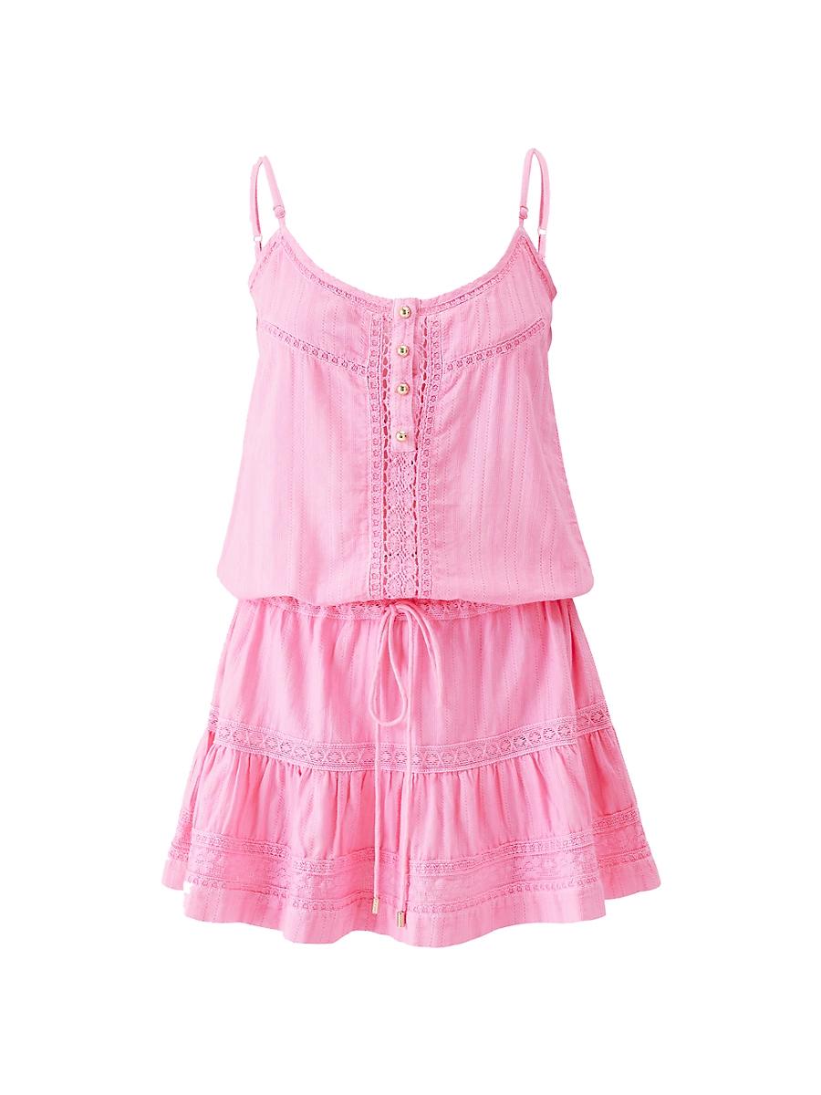 Womens Kelly Crochet-Trimmed Caftan Minidress Product Image