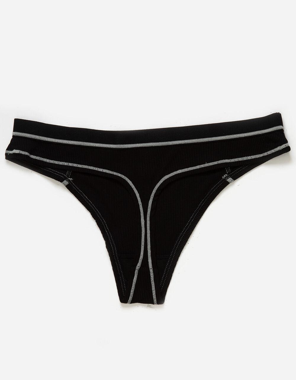 FULL TILT Contrast Stitch Thong - BLACK Product Image