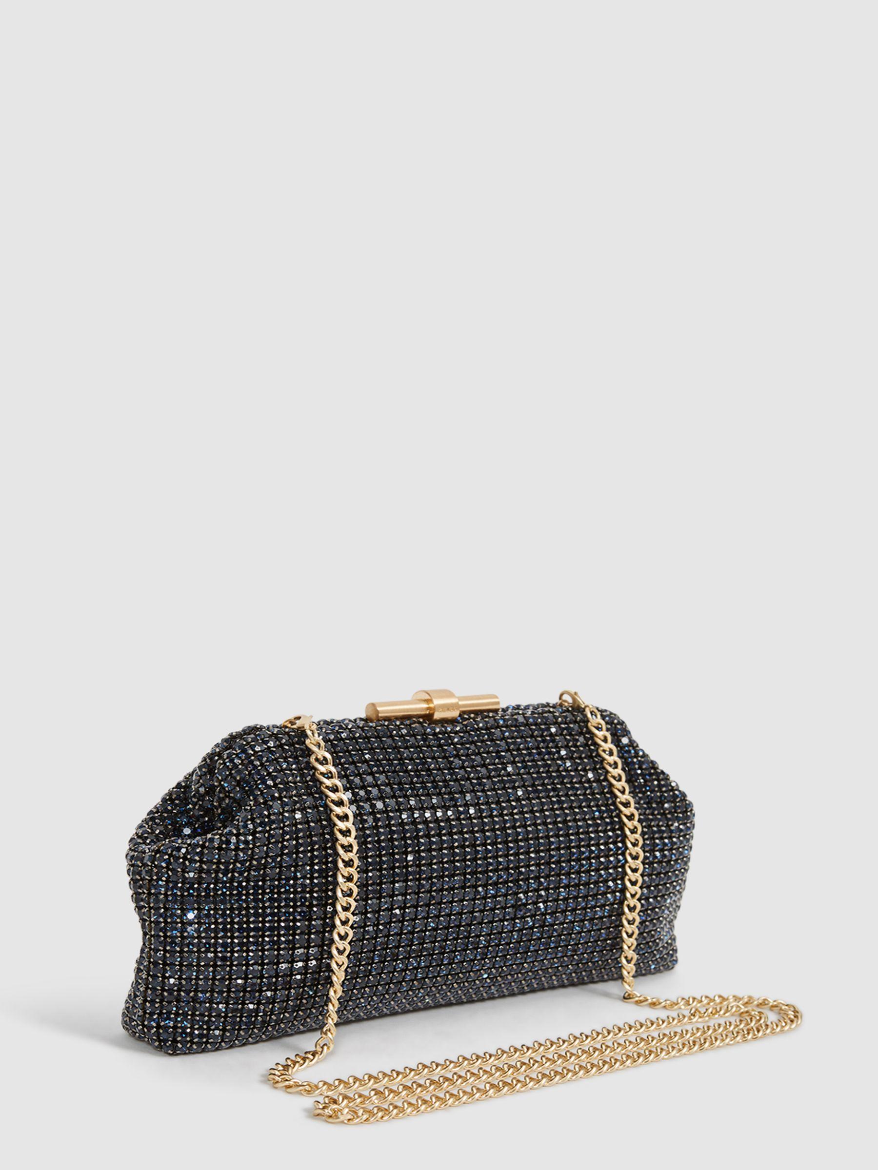Embellished Clutch Bag in Navy Product Image