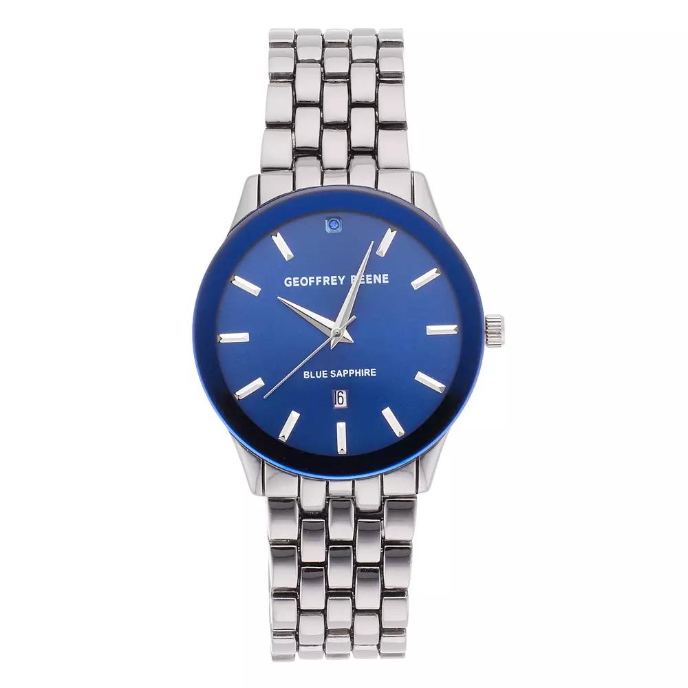 Geoffrey Beene Men's Genuine Blue Sapphire Bracelet Watch, Size: Large, Grey Product Image