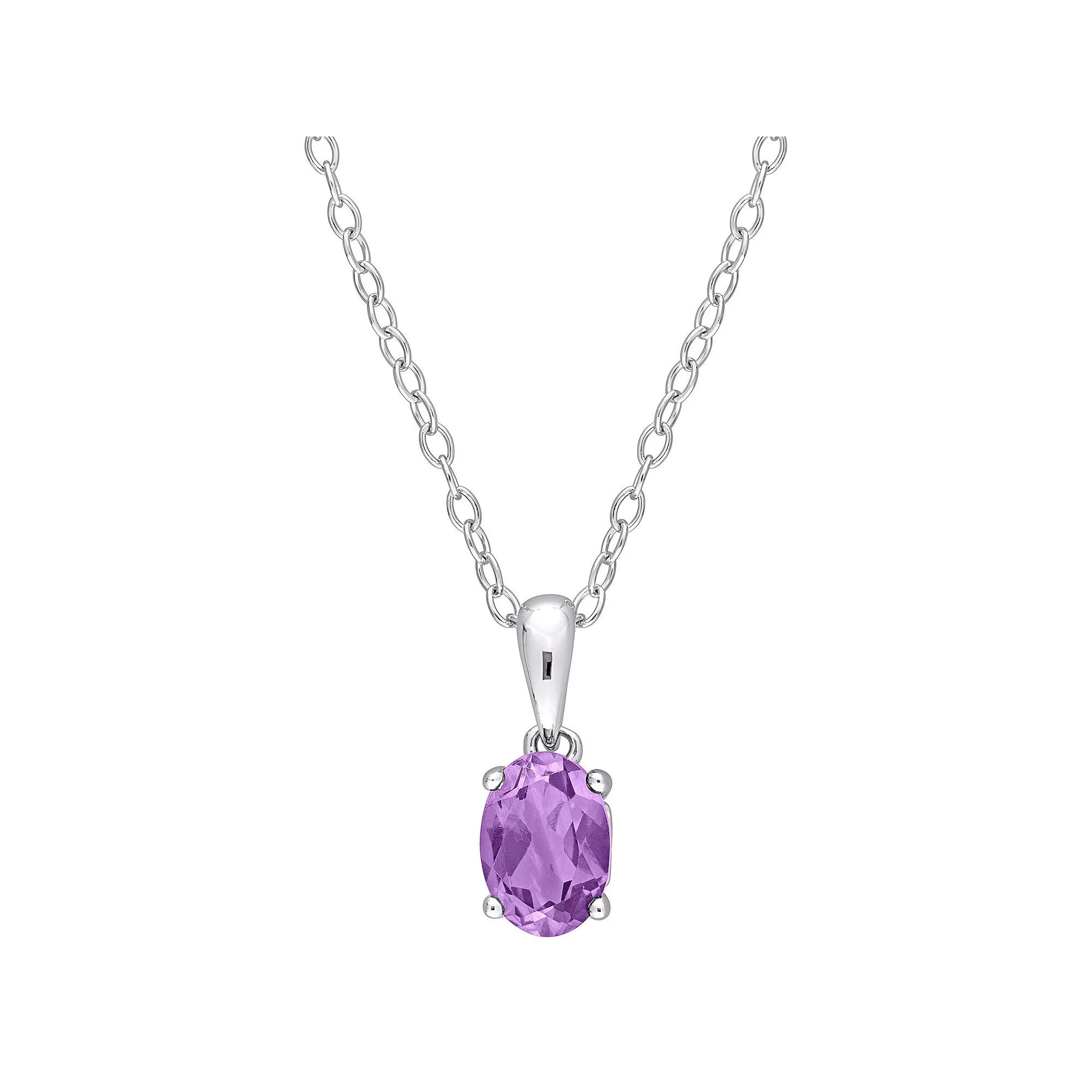 Stella Grace Sterling Silver & Gemstone Oval Stud Pendant Necklace, Women's,  Product Image