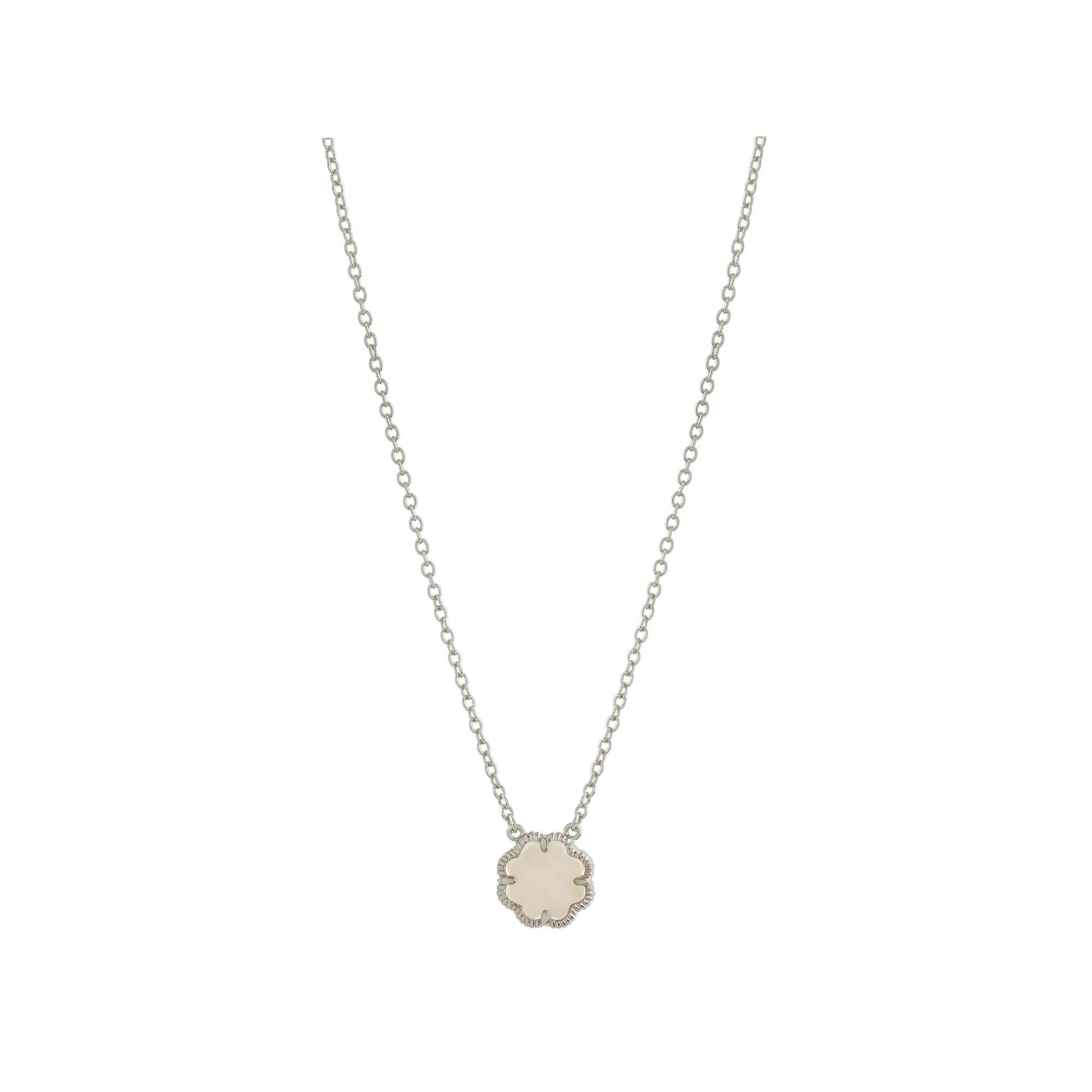 MC Collective Mother-of-Pearl Flower Medallion Necklace, Women's, Size: 18", Silver Tone Product Image