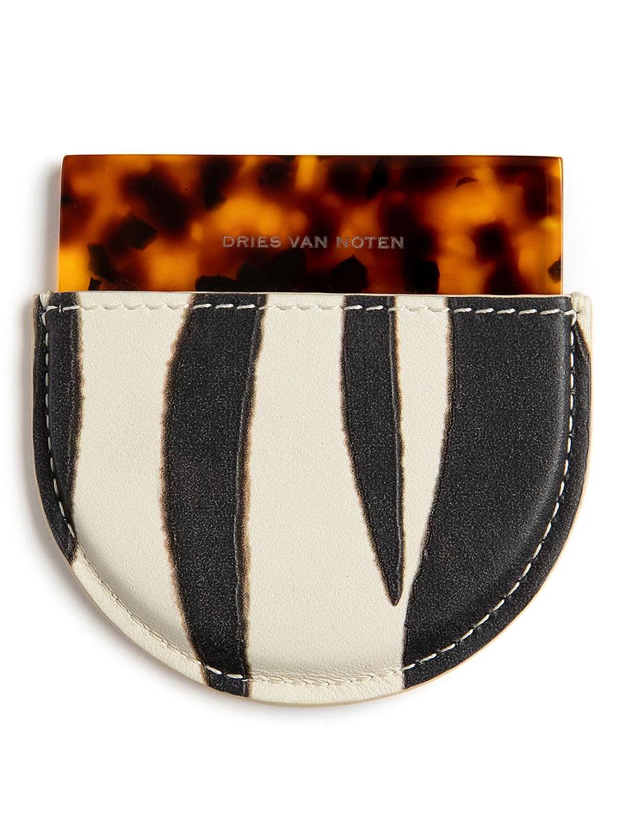 Womens Tortoise Shell Mirror & Leather Case Product Image