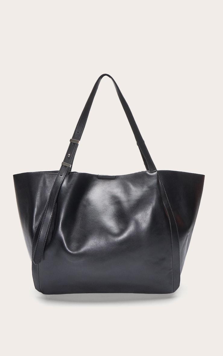 Black PU Adjustable Strap Tote Bag Product Image