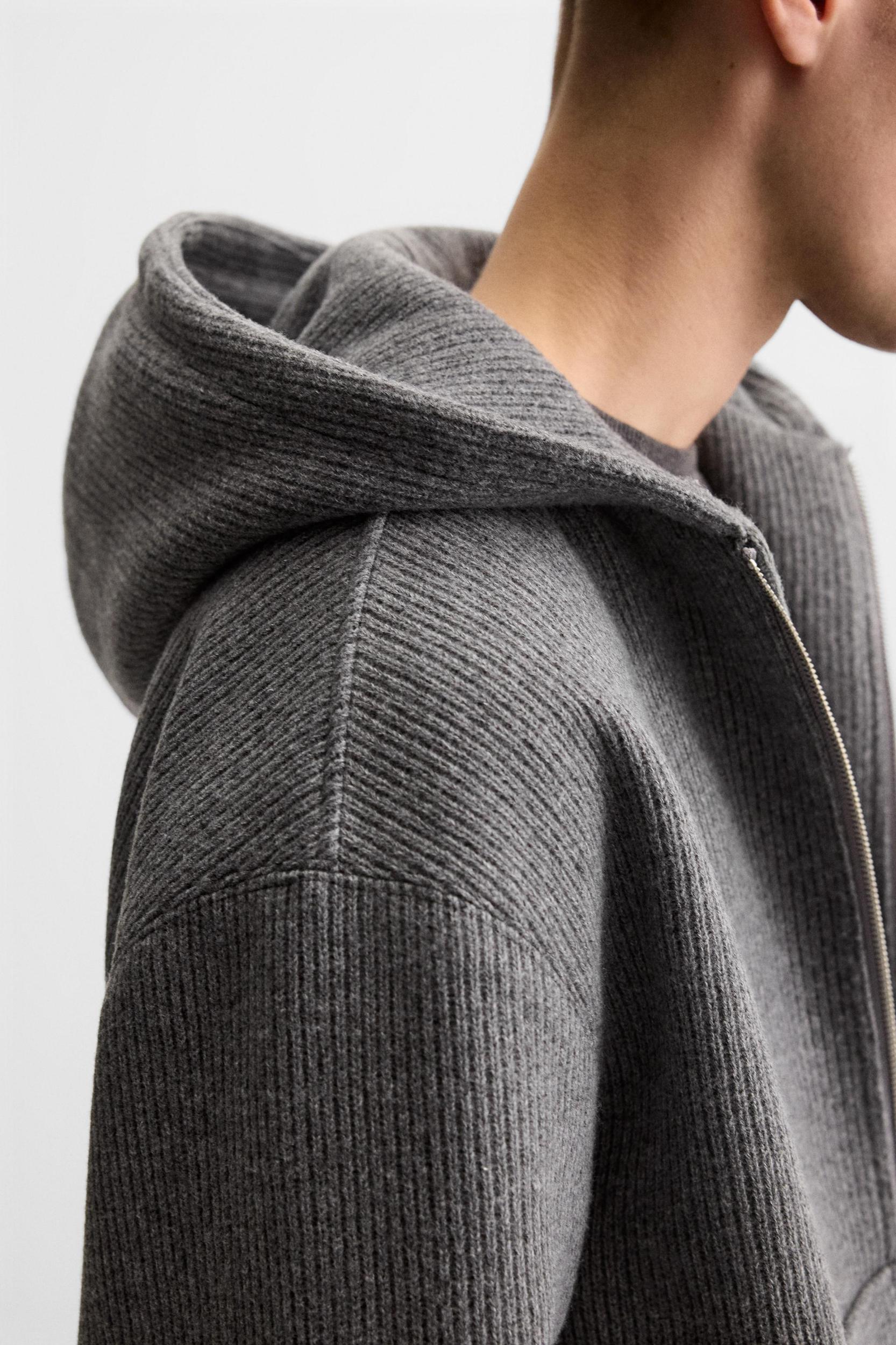 BRUSHED TEXTURE ZIP-UP SWEATSHIRT Product Image