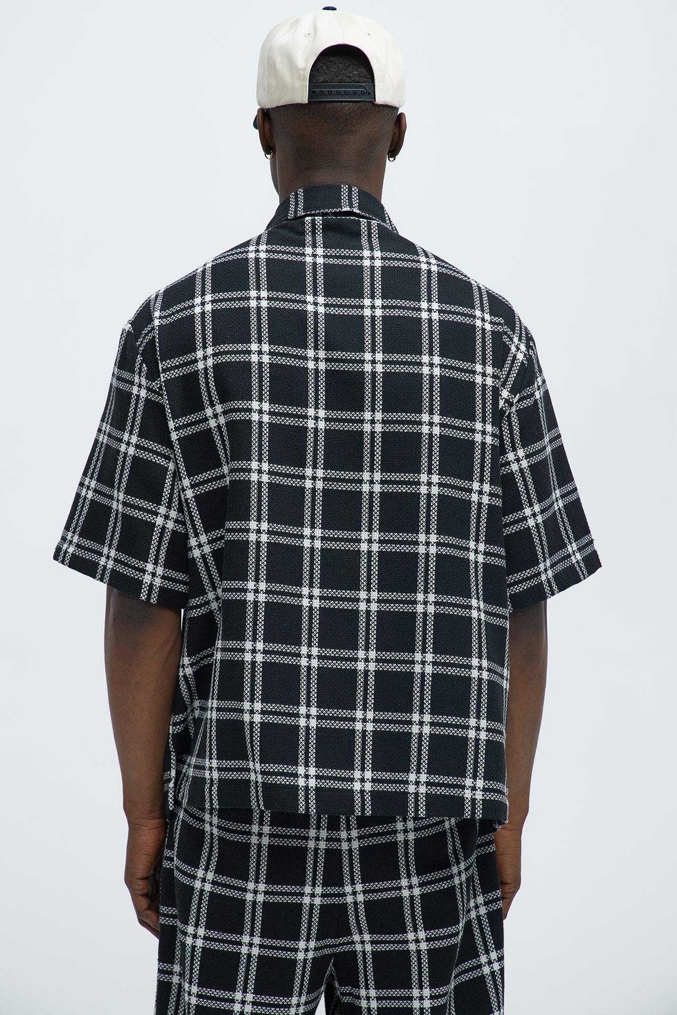 Porter Plaid Closed Collar Button Down Shirt - Black/combo Product Image