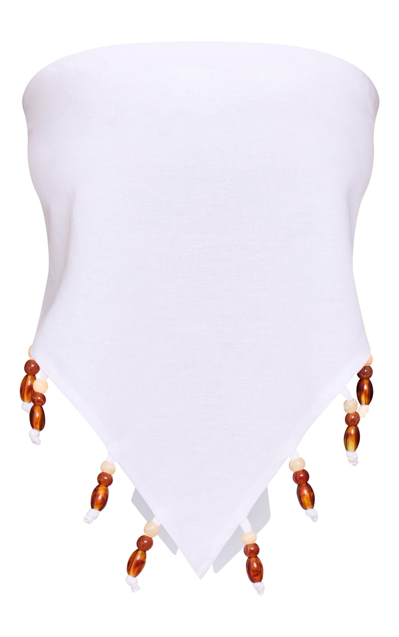 White Beaded Pointed Bandeau Product Image