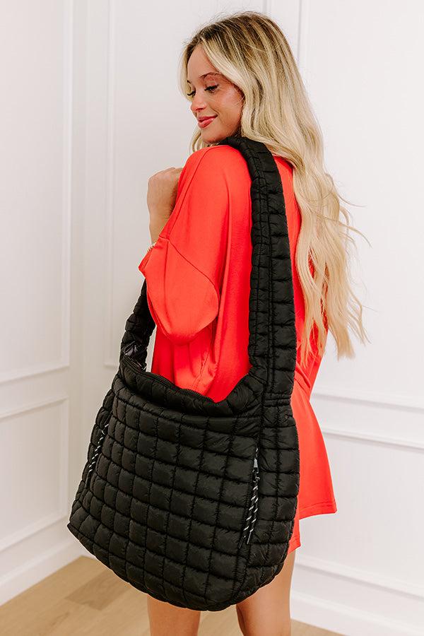 Leda Quilted Puffer Tote in Black Product Image