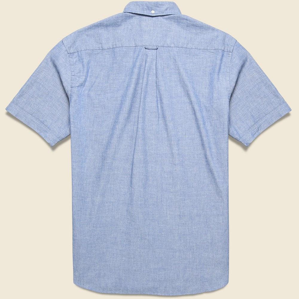 Pullover Short Sleeve Chambray Shirt - Blue Product Image