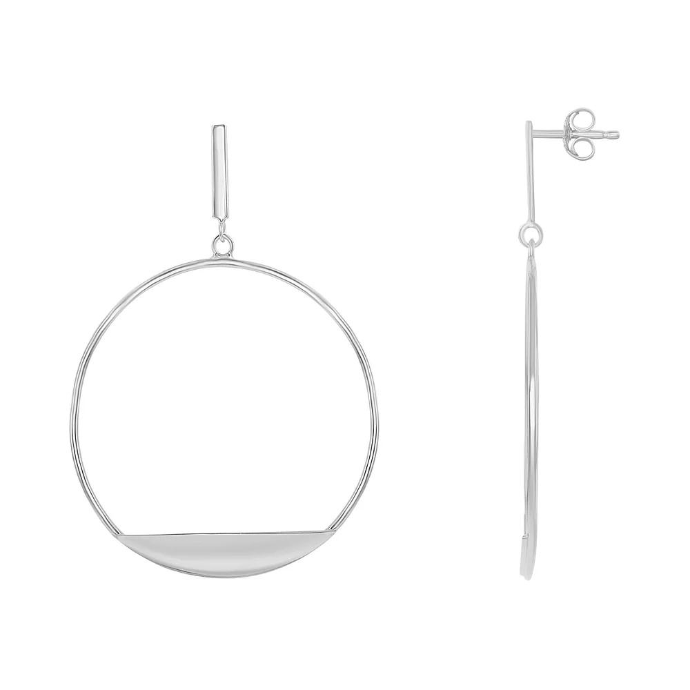 Sterling Silver Bar Hoop Earrings, Women's Product Image