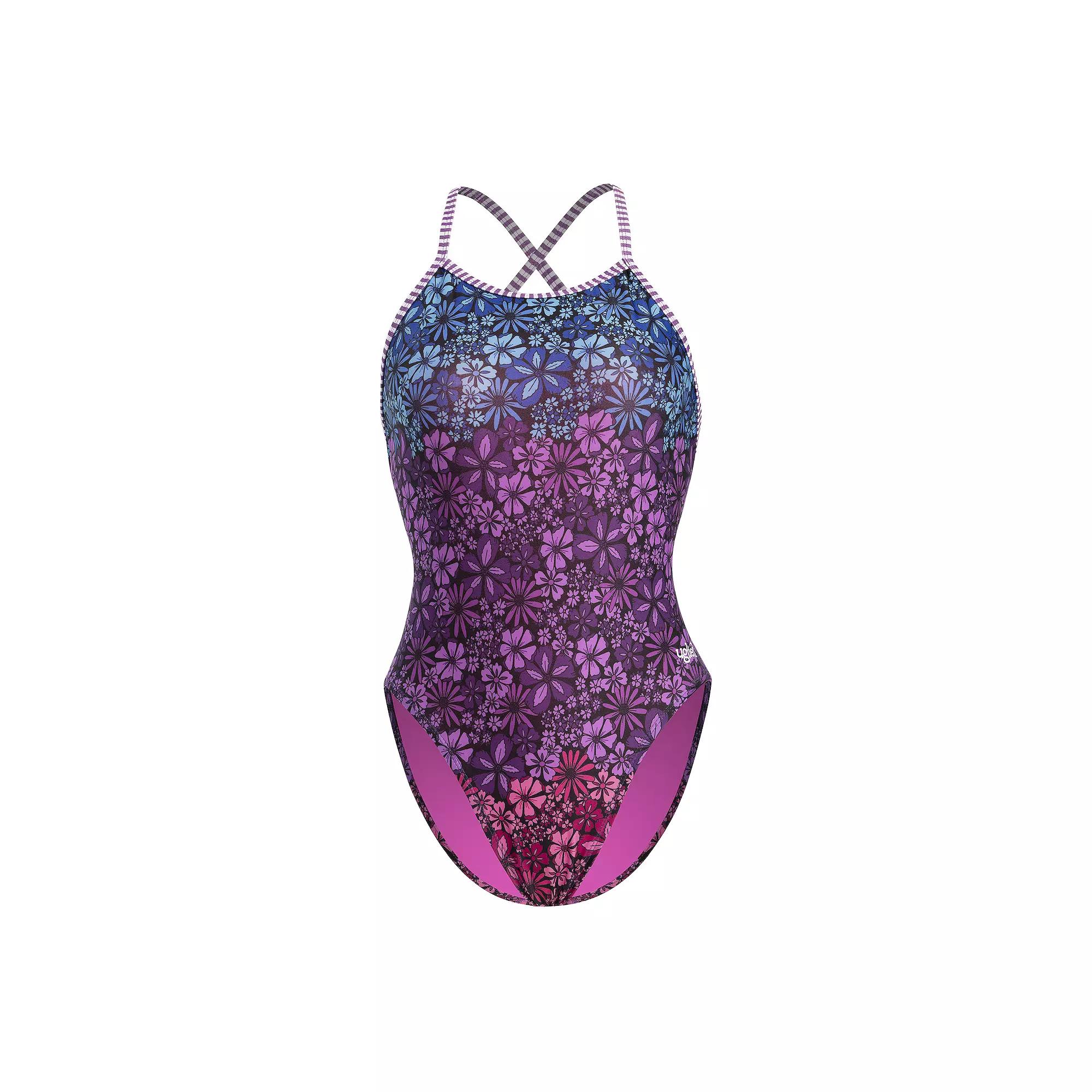 Juniors' Dolfin Uglies Retroflora Print Diver-Back Competitive One-Piece Swimsuit, Women's,  Product Image