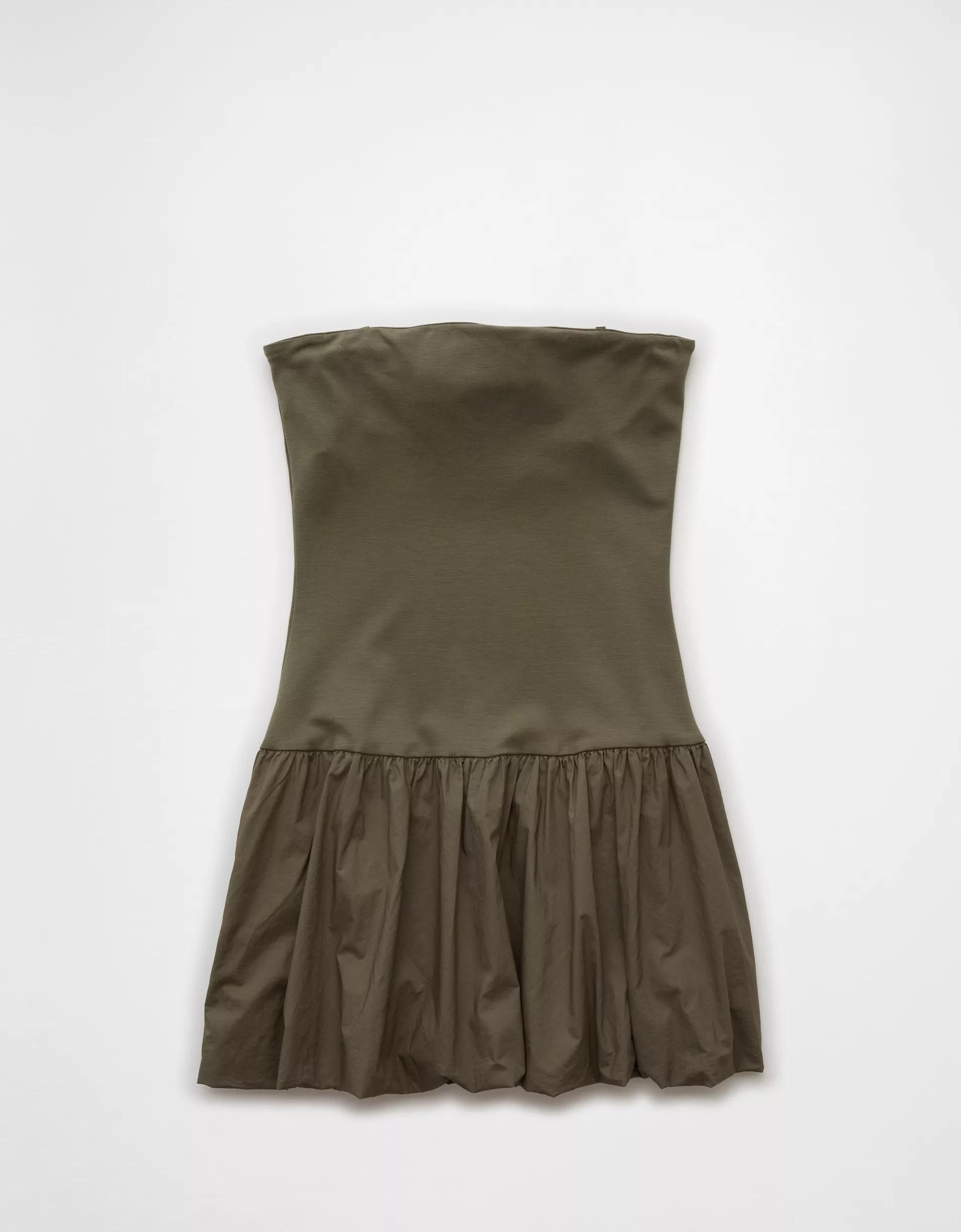 AE Strapless Drop Waist Bubble Mini Dress Product Image