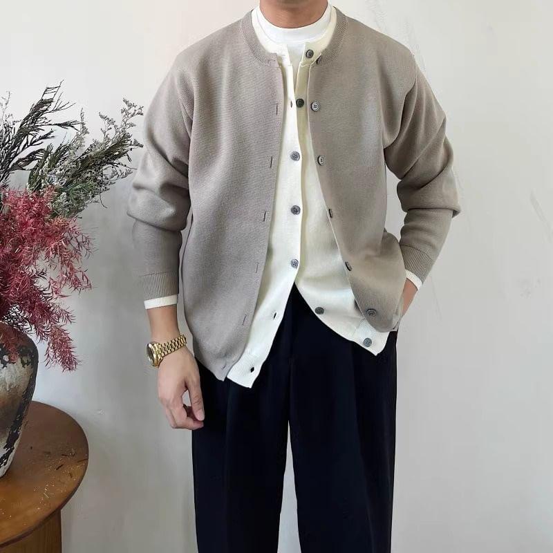 Crew Neck Mock Two Piece Cardigan Product Image