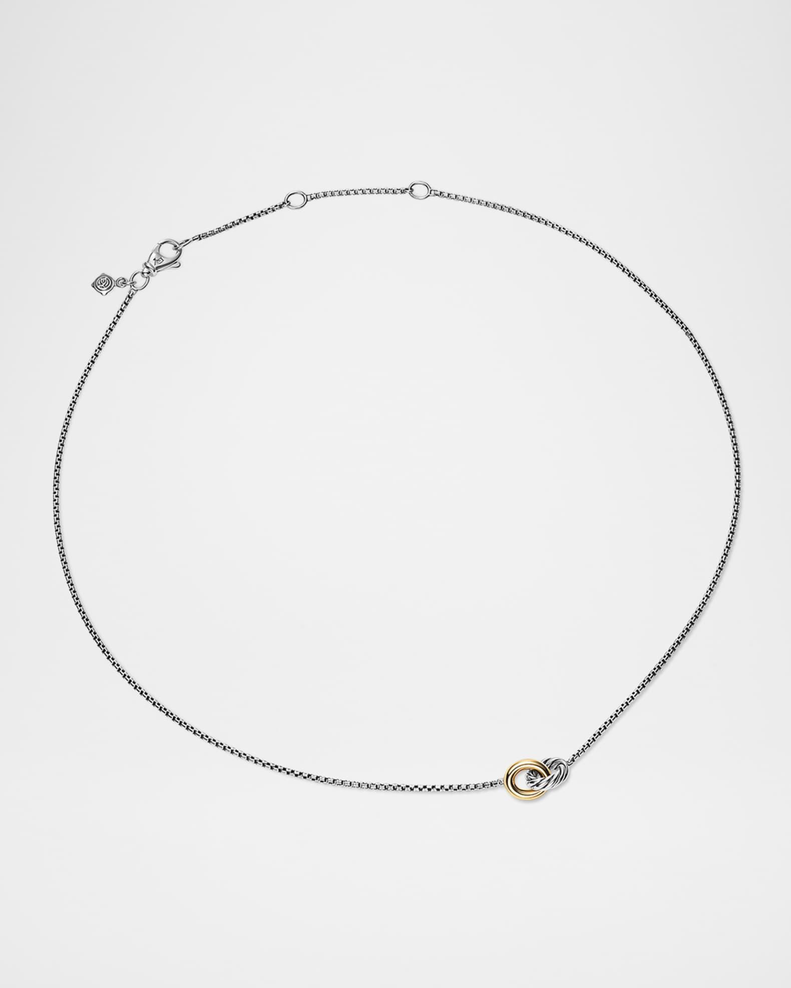 Chatelaine Cushion Pendant Necklace with Gemstone and Diamonds in Silver, 8mm, 16-18"L Product Image