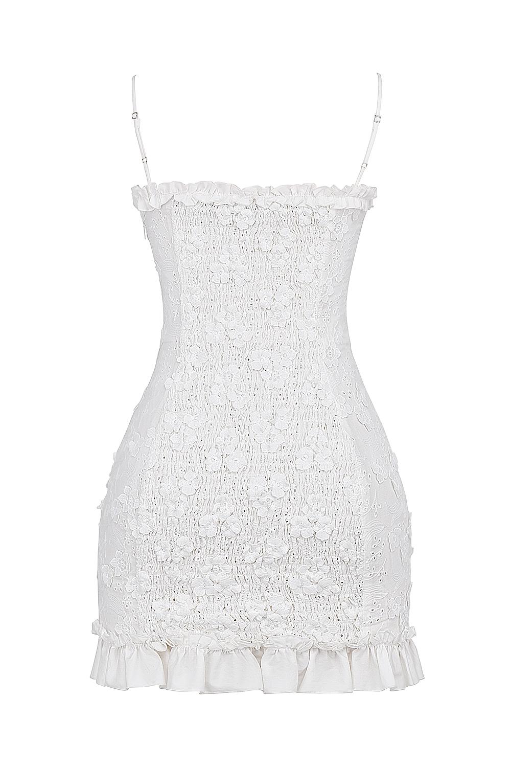 Marlene  white cotton broderie anglais mini dress Product Image
