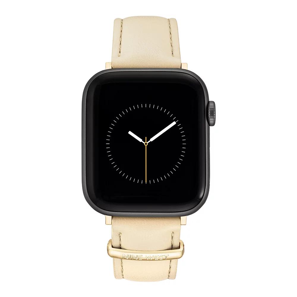 Nine West Women's Smooth Faux Leather Band designed for Apple Watch®, Size: Small, Ivory Product Image