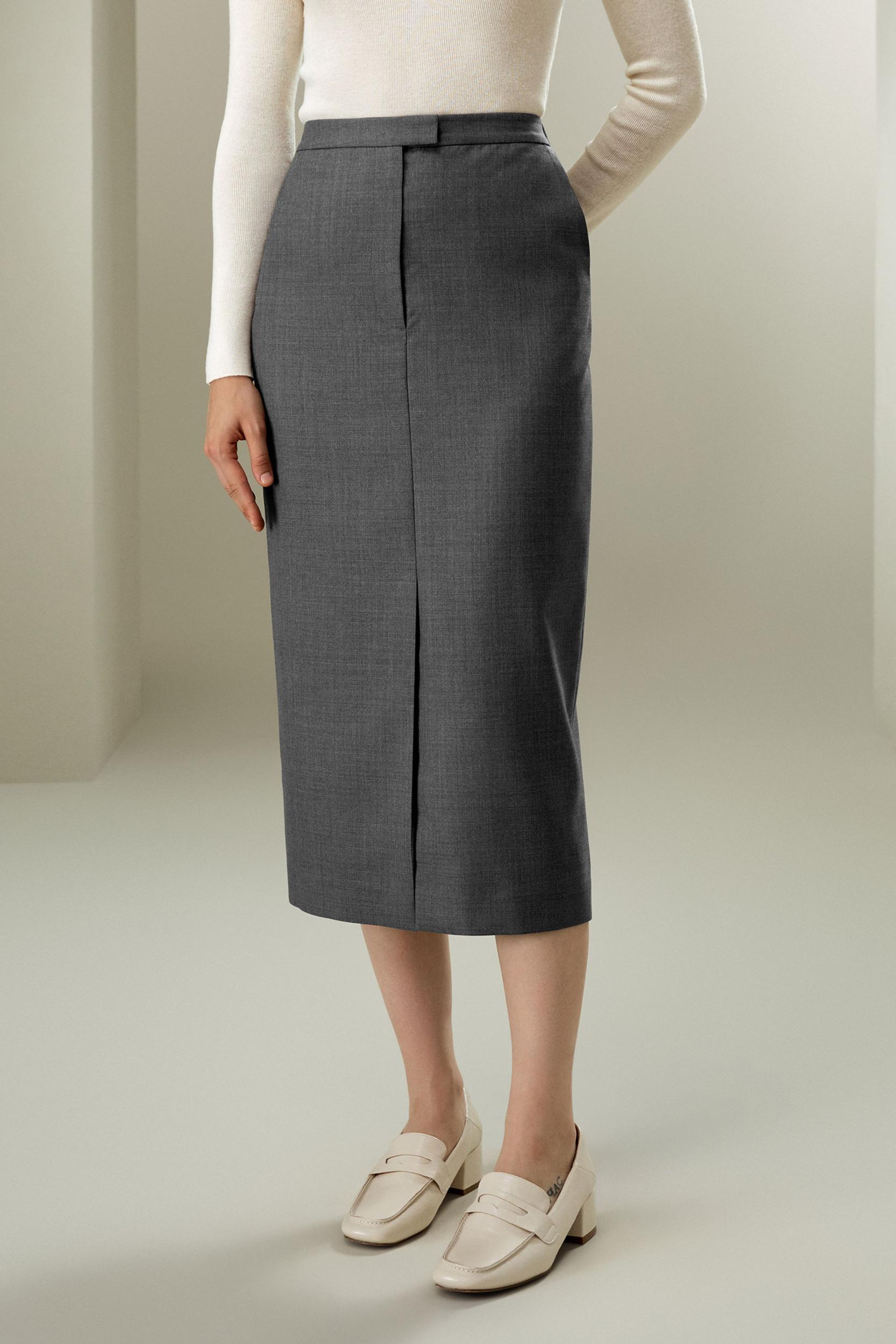 LILYSILK Wool Skirt - Female - Black Silk and Wool - Delicate Elastic Back Waist Skirt 6 Product Image