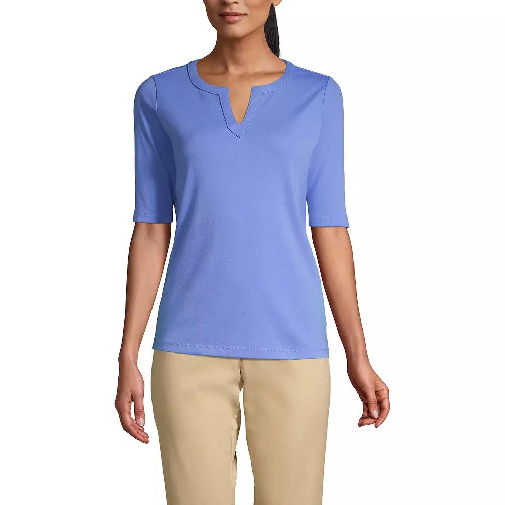Women's Lands' End Modern Half Sleeve Splitneck Top,  Product Image