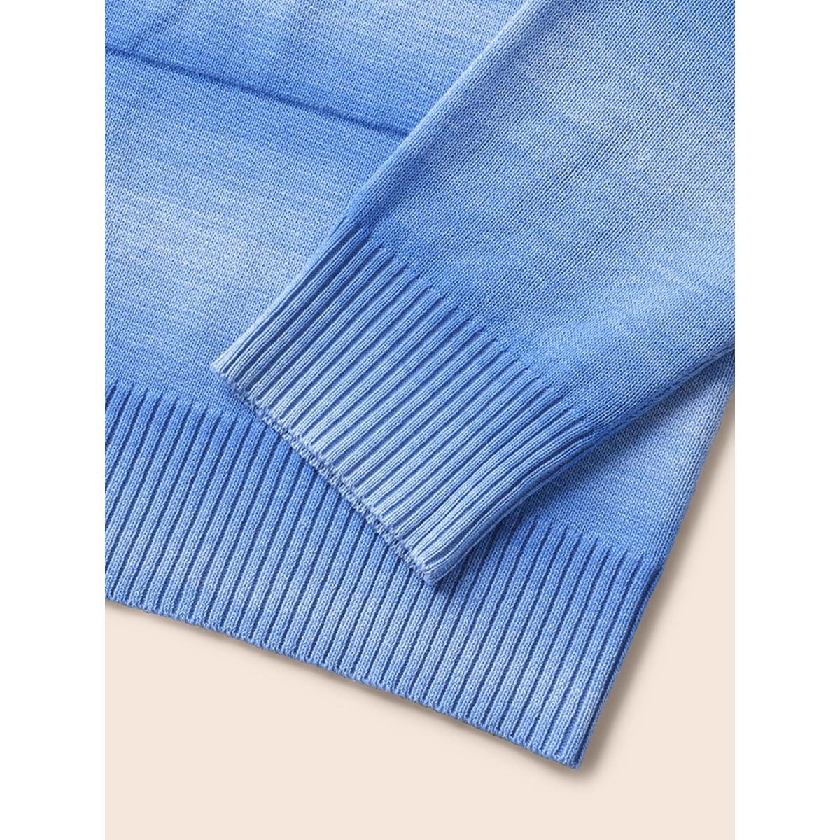 Plus Size Heather Ombre Kimono Collar Pocket Cardigan LightBlue Women Casual Loose Long Sleeve Everyday Cardigans BloomChic 28/5X Product Image