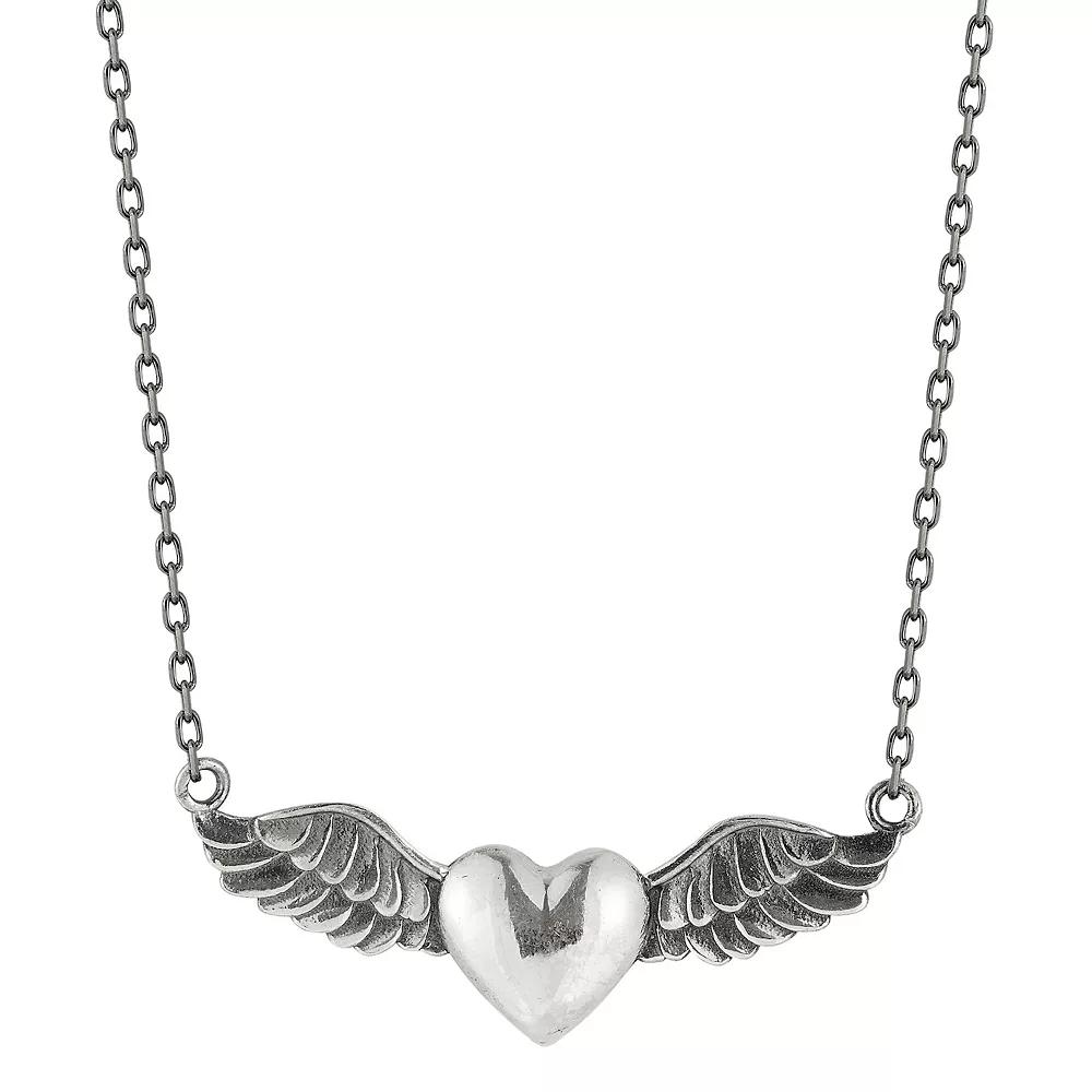 Sunkissed Sterling Sterling Silver Oxidized Heart Necklace, Women's, Silver Tone Product Image