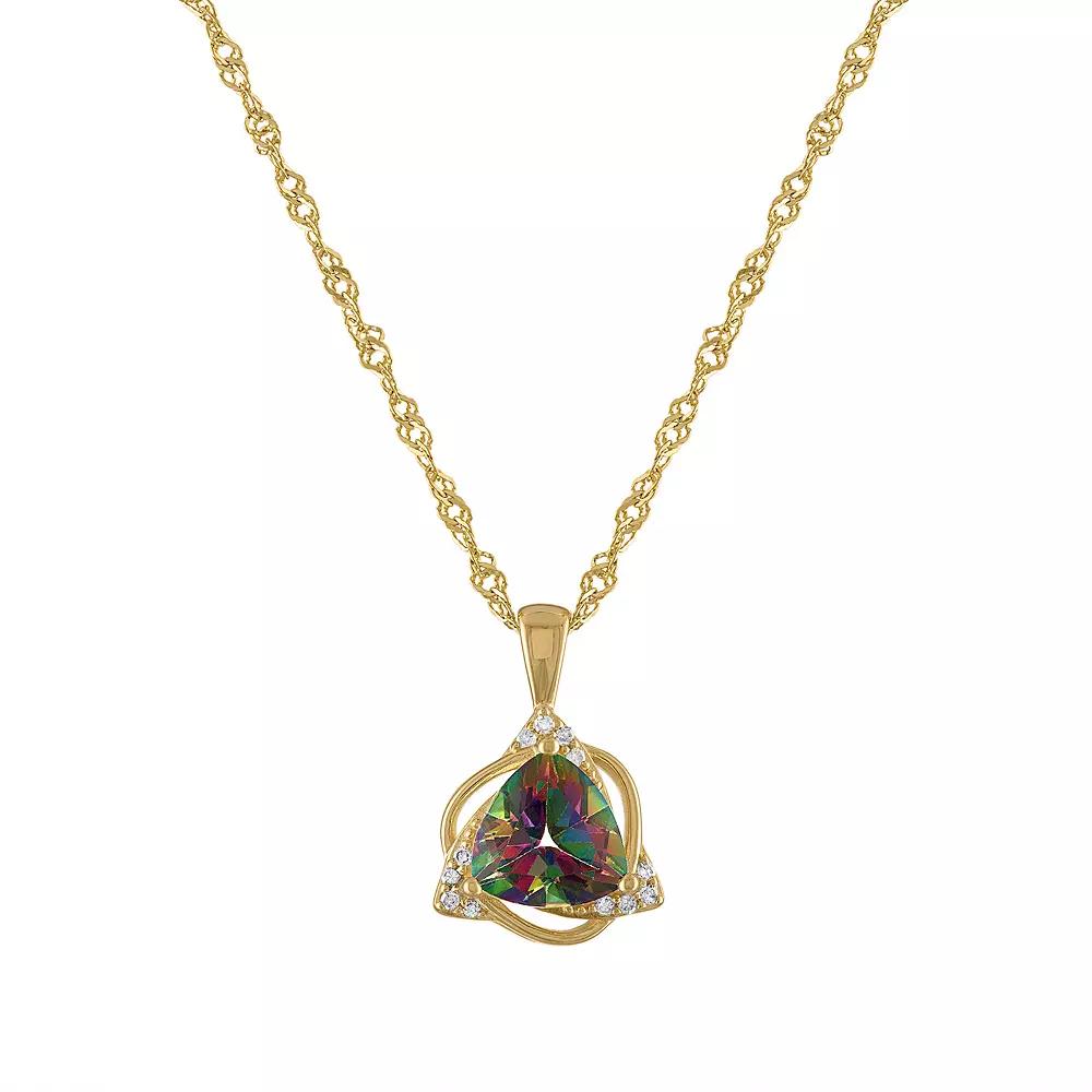 Tiara 14k Gold Over Sterling Silver Mystic Topaz & Diamond Accent Pendant, Women's, Gold Tone Product Image
