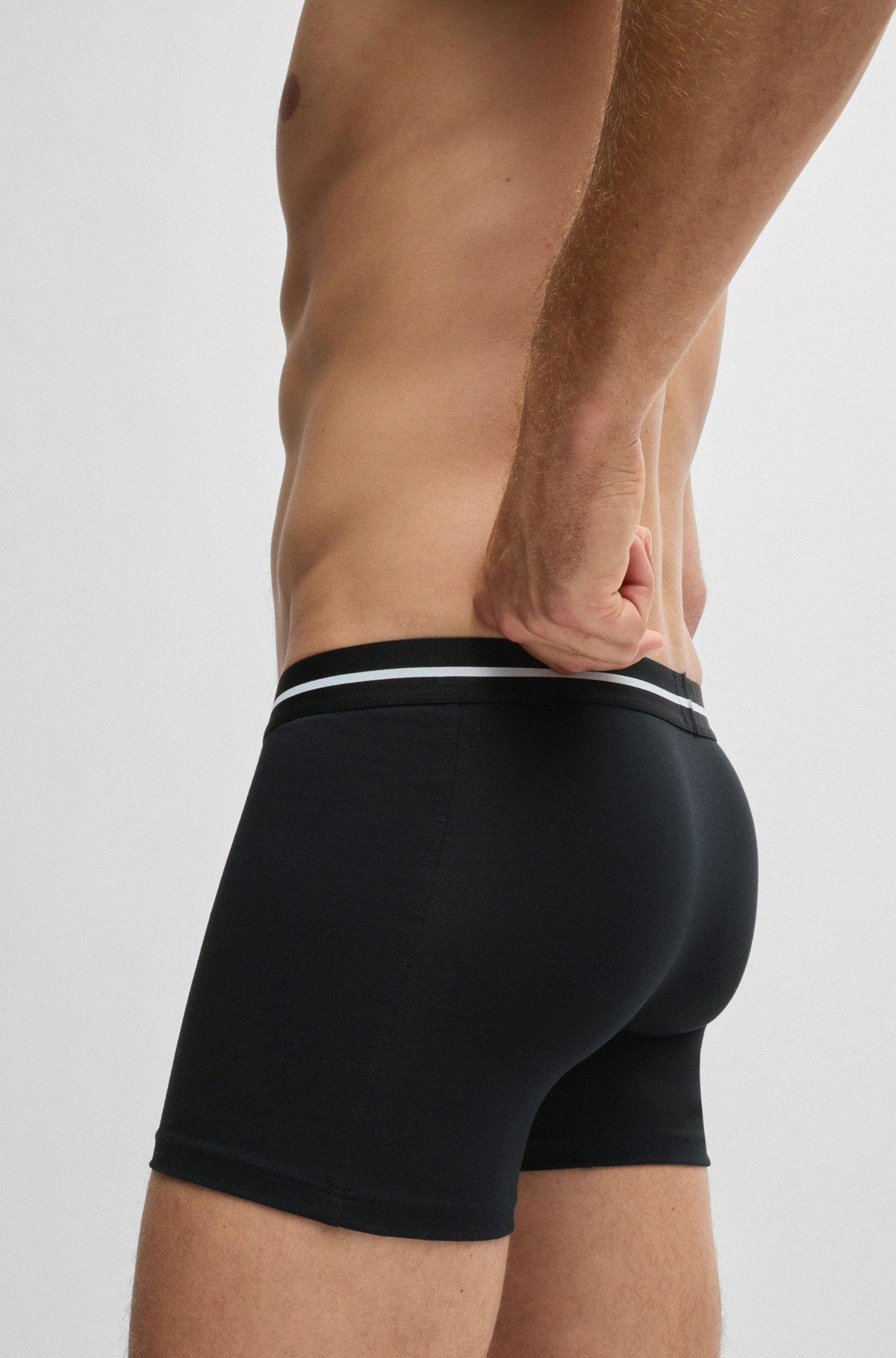 Three-pack of stretch-cotton boxer briefs with logos Product Image
