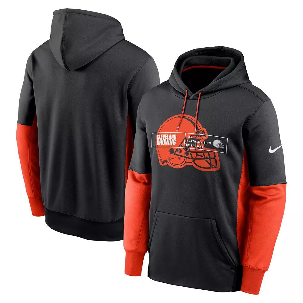 Men's Nike Black Cleveland Browns Color Block Fleece Performance Pullover Hoodie, Size: Small Product Image