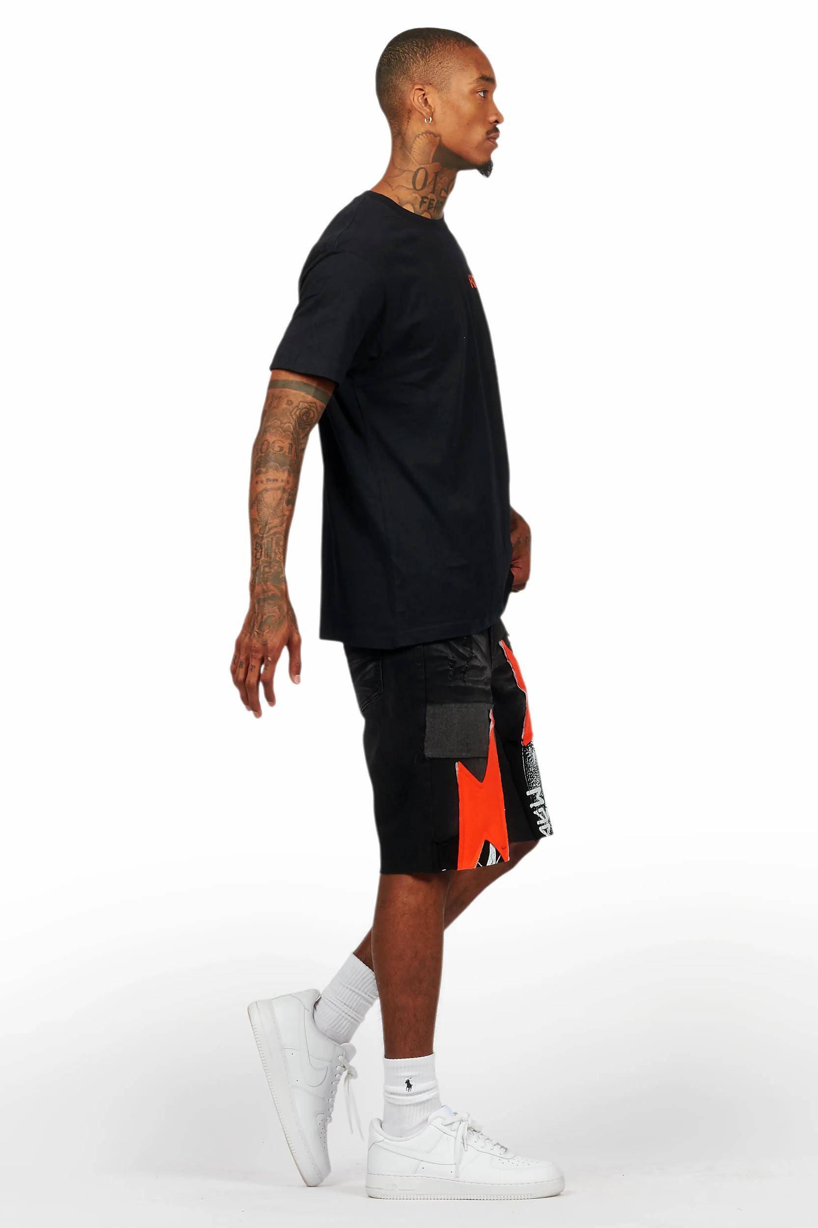 Akos Black T-Shirt/Denim Short Set Male Product Image